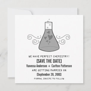 Química Dulce Gris Invitación de Guardar la Fecha