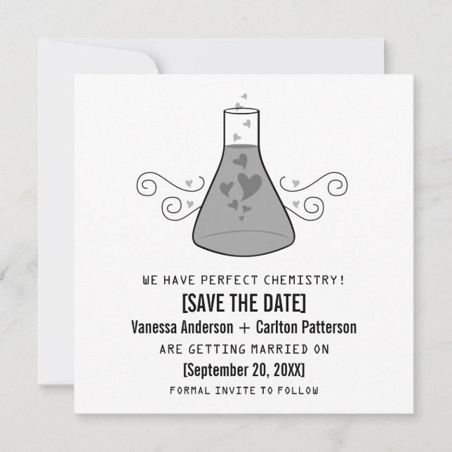 Química dulce gris salva la invitación a la cita (Anverso)