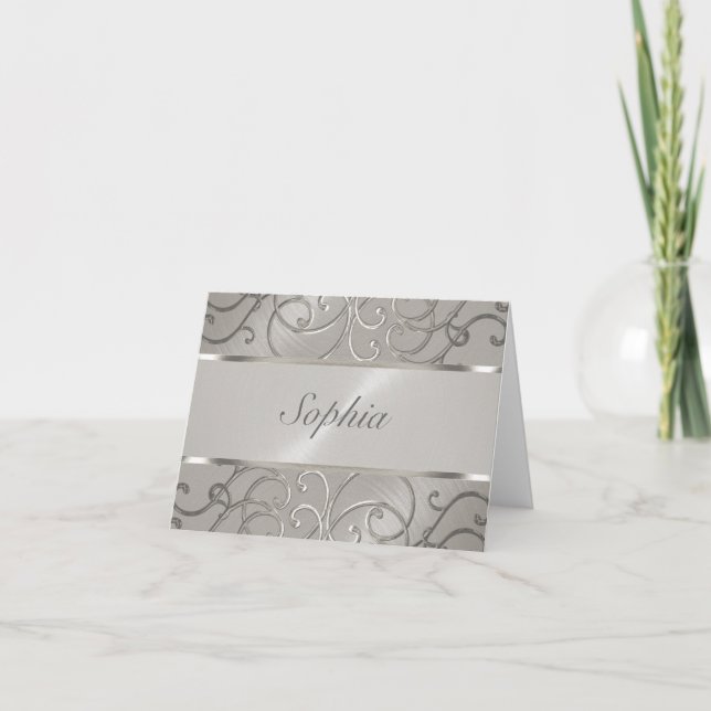Quinceanera All Silver Filigree Swirls (Anverso)