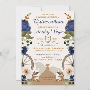 Quinceanera Blue Charra, Invitación a acuarela