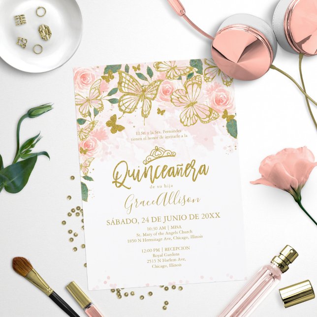 Quinceanera Butterfly Invitación Español (Subido por el creador)