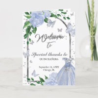 Quinceanera Butterflys Dusty Blue Gown Programas