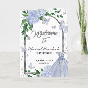 Quinceanera Butterflys Dusty Blue Gown Programas