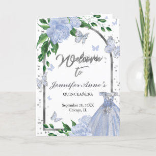 Quinceanera Butterflys Dusty Blue Gown Programas