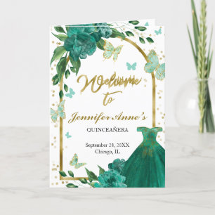 Quinceanera Butterflys Emerald Green Gown Programa