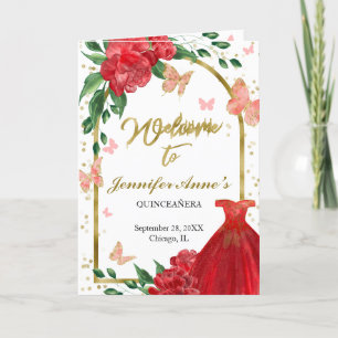 Quinceanera Butterflys Red Gown Programas