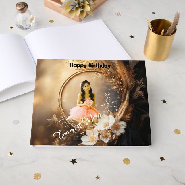 Quinceañera Celebración Personalizado Libro de Inv (Anverso Abierto)
