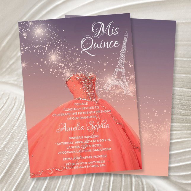 Quinceañera Coral Dress Eiffel Tower (Subido por el creador)
