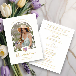 Quinceañera Corazón de Lavanda con Arco Español Mo