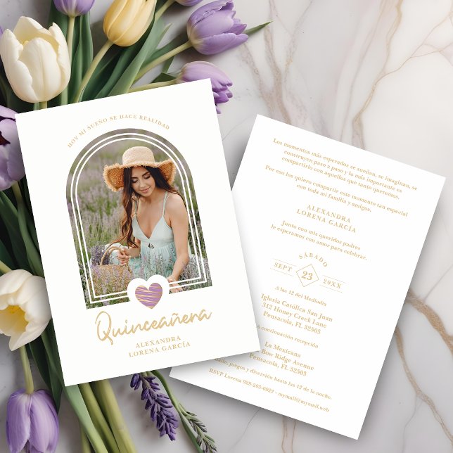 Quinceañera Corazón de Lavanda con Arco Español Mo (Subido por el creador)