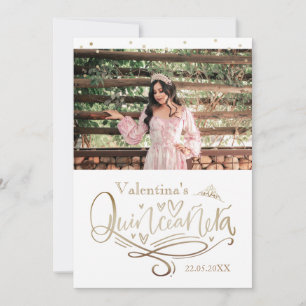 Quinceañera de oro Gracias plantilla de tarjeta