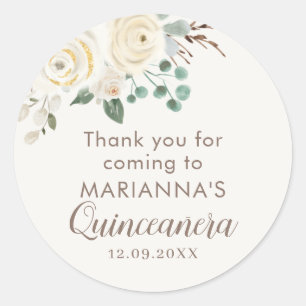 Quinceanera Dreamy Pegatinas Florales Blancas