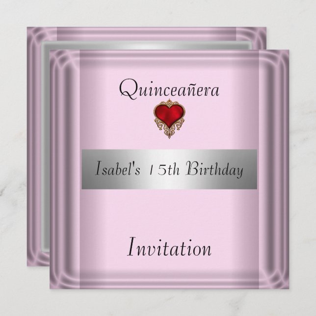 quinceañera, dulce, 15, Invitación para guardar la (Anverso / Reverso)