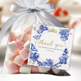 Quinceanera Favor Etiquetas Mariposa Floral Azul R