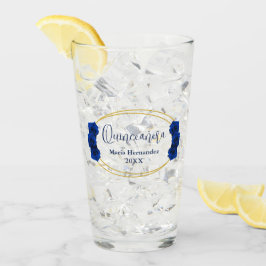 Quinceañera geométrica real azul y oro