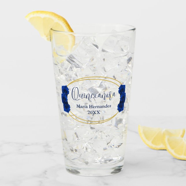 Quinceañera geométrica real azul y oro (Anverso (hielo))