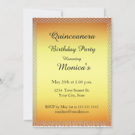Quinceanera Gold Birthday Party 2 Invitación