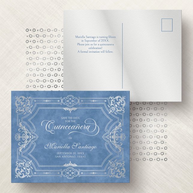 Quinceanera Guardar la tarjeta postal azul (Subido por el creador)