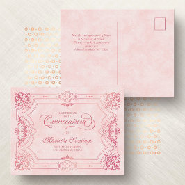 Quinceanera Guardar la tarjeta postal rosa de fech