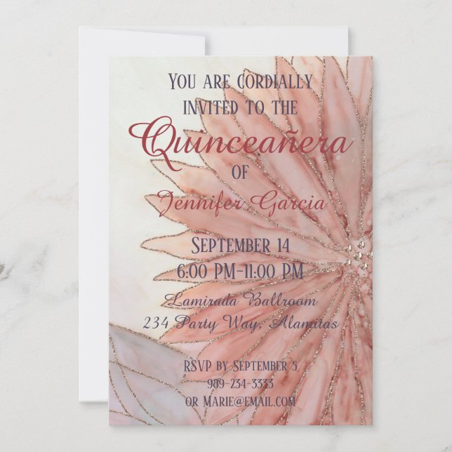 Quinceanera Invitación 15ª fiesta de cumpleaños (Anverso)