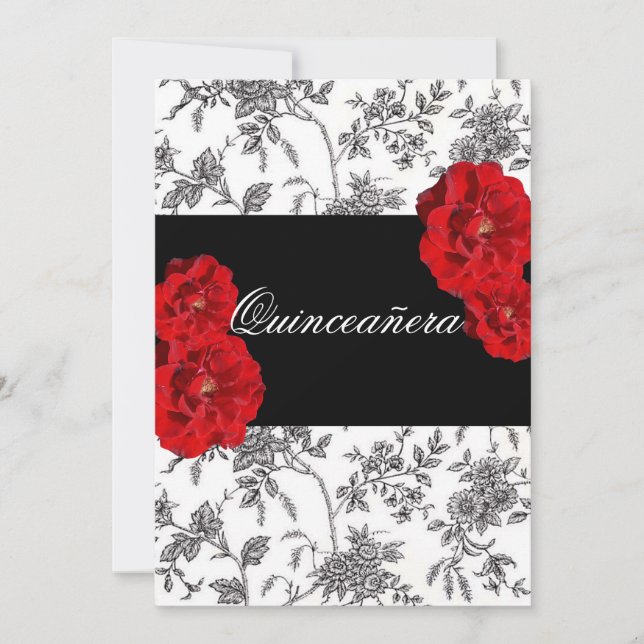 Quinceanera, Invitación a las Rosas Rojas / Dulce  (Anverso)