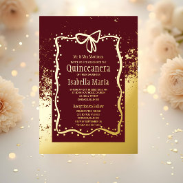 Quinceañera Invitación de Burgandy y Relieve metal