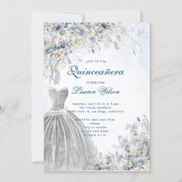 Quinceañera Invitación de color azul polvoriento