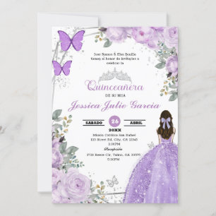Quinceanera - Invitación Floral Purple Lilac