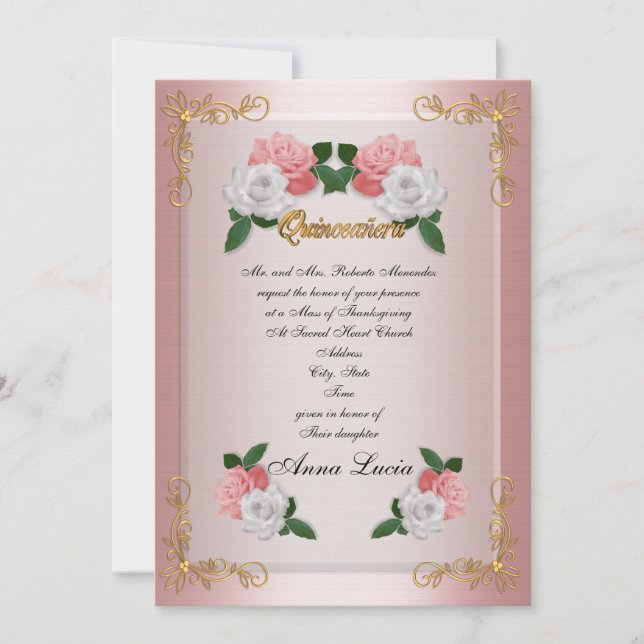 Quinceanera Invitación masiva 15 cumpleaños elegan (Anverso)