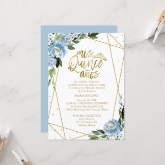 Quinceanera Invitación Relieve metalizado dorado D