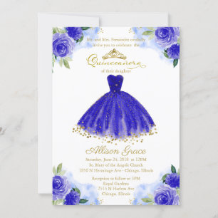 Quinceanera Invitación Relieve metalizado dorado V