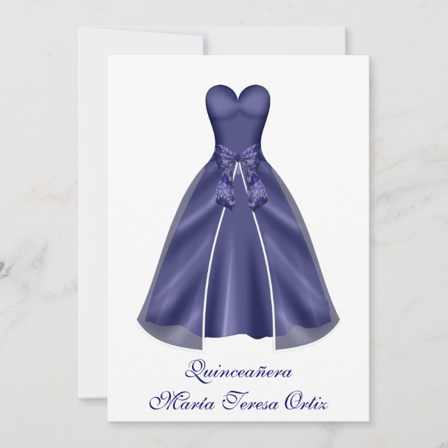 Quinceañera invitación vestido elegante (Anverso)