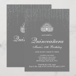 Quinceanera, invitaciones a Purpurinas plateados