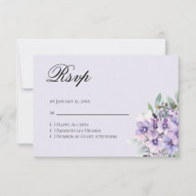 Quinceanera Lavender floral Reply RSVP Card