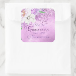 Quinceanera Lilac Pegatina Purpurina Purple Floral