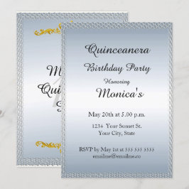 Quinceanera Pale Blue Birthday Party 2 Invitación