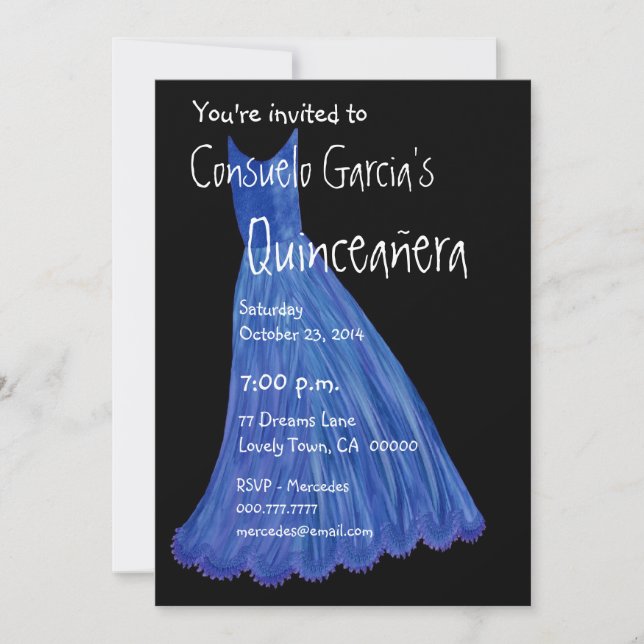 Quinceanera - Plantilla de vestir azul Quince Anos (Anverso)