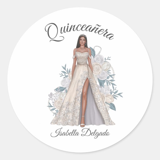 Quinceanera Princess Gown Tiara Pegatina (Anverso)