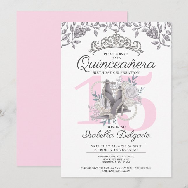 Quinceanera Princess Invitación a los 15 años (Anverso / Reverso)
