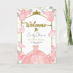 Quinceanera Programas Vestido Rosa Relieve metaliz