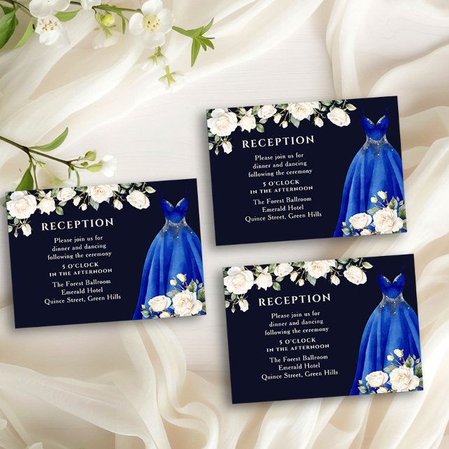 Quinceanera Recepción Princesa Vestidos Rosas Azul (Reception Card from the Princess Dress and Roses Quinceanera collection by Darling & May)
