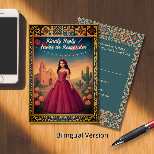 Quinceañera Reply   Tarjeta de respuesta