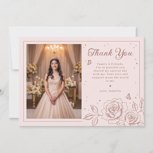 Quinceañera Rosa Dorado Rubor (Anverso)