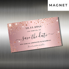 Quinceanera rosa rosa salva el imán de fecha