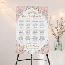 Quinceañera Rosa Suave Carta de Asientos Floral