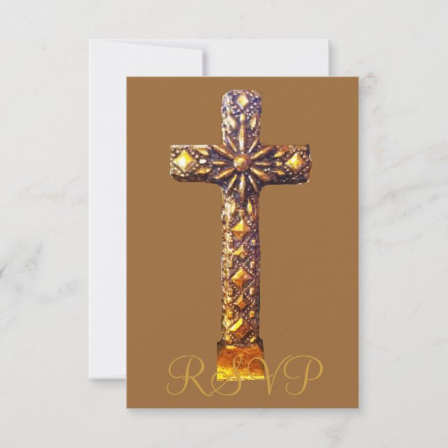 Quinceanera RSVP 15th Birthday Gold Cross (Anverso)