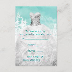 Quinceanera RSVP de copos de nieve azul turquesa d