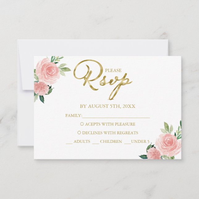 Quinceanera Rubor Floral Response Card (Anverso)