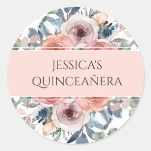 Quinceañera, Sello de Sobre/Detalle Floral Feliz