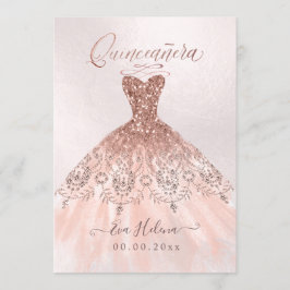 Quinceañera, Sparkle Gown, tarjetas de oro Rosa Fa